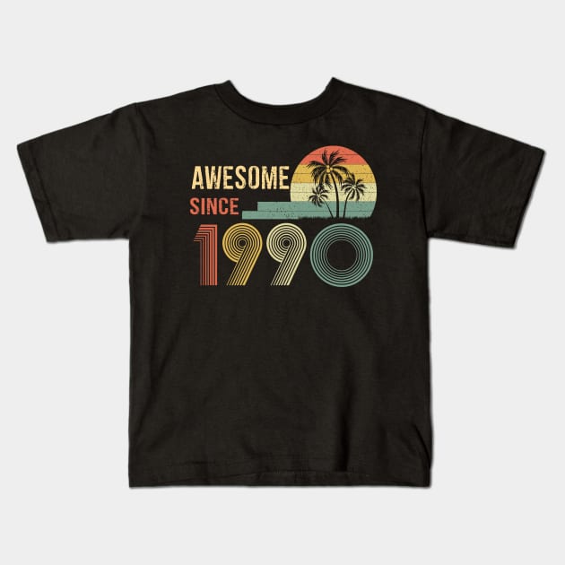 32 Years Old Awesome Since 1990 Gifts 32th Birthday Gift Kids T-Shirt by peskybeater